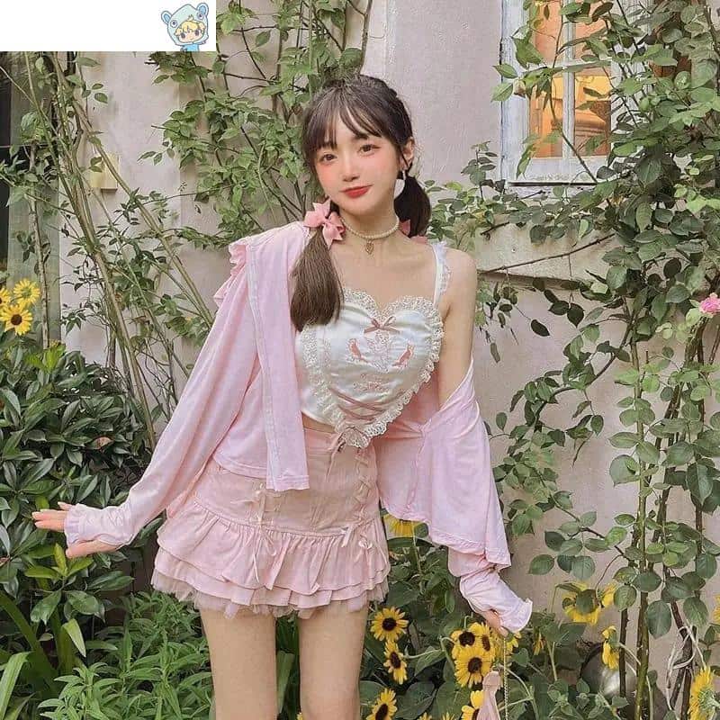 Zuckersüßes Lolita Tank Top mit Stickerei und Herzapplikationen 5 1052019647
