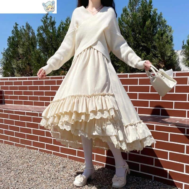 Eleganter Lolita Samtrock mit Spitze und Rüschen 16 109740279