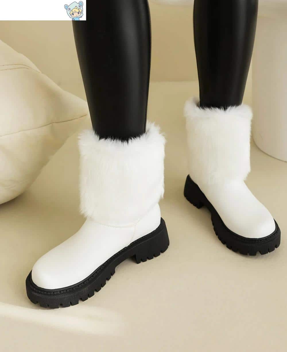 Winter Knöchelstiefel in Pink, Weiß und Schwarz mit Pelz und Plüsch - Größe 35-43 28 1119820111