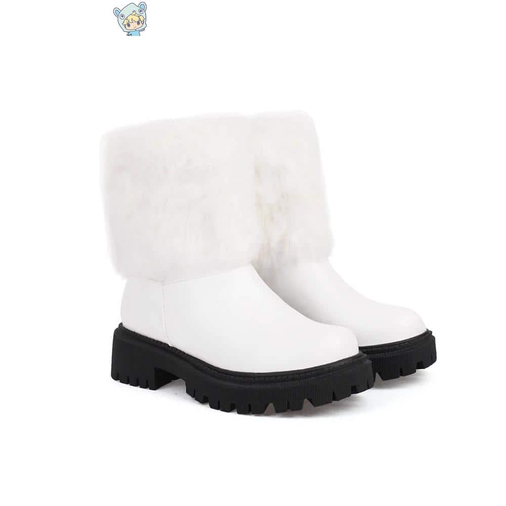 Winter Knöchelstiefel in Pink, Weiß und Schwarz mit Pelz und Plüsch - Größe 35-43 16 1182184686