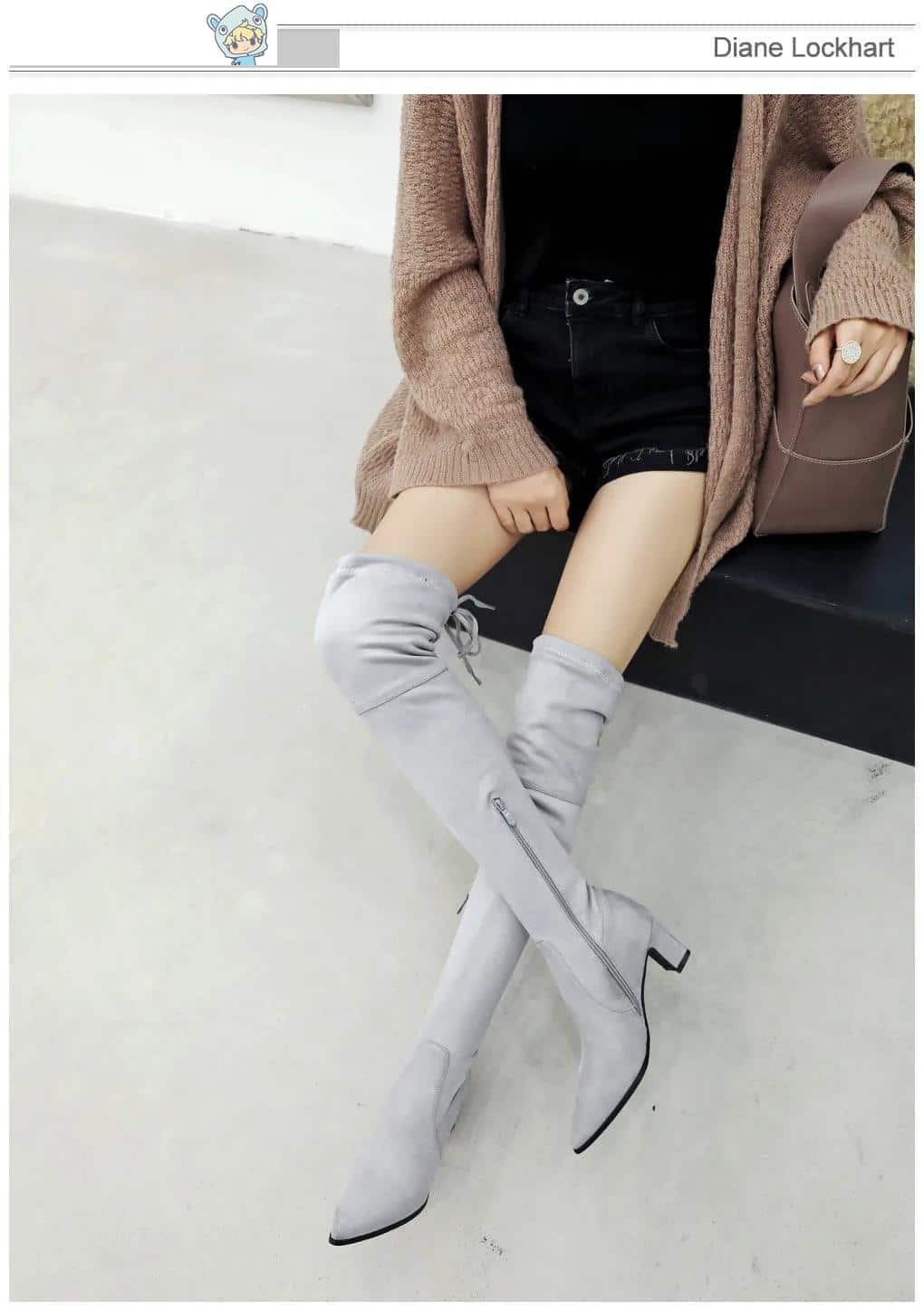 Wildleder Overknee Stiefel mit hohem Absatz 23 1215265576