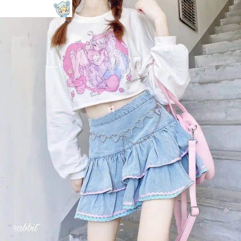 Harajuku Sweet Lolita High Waist Denim Rock 5 125785844