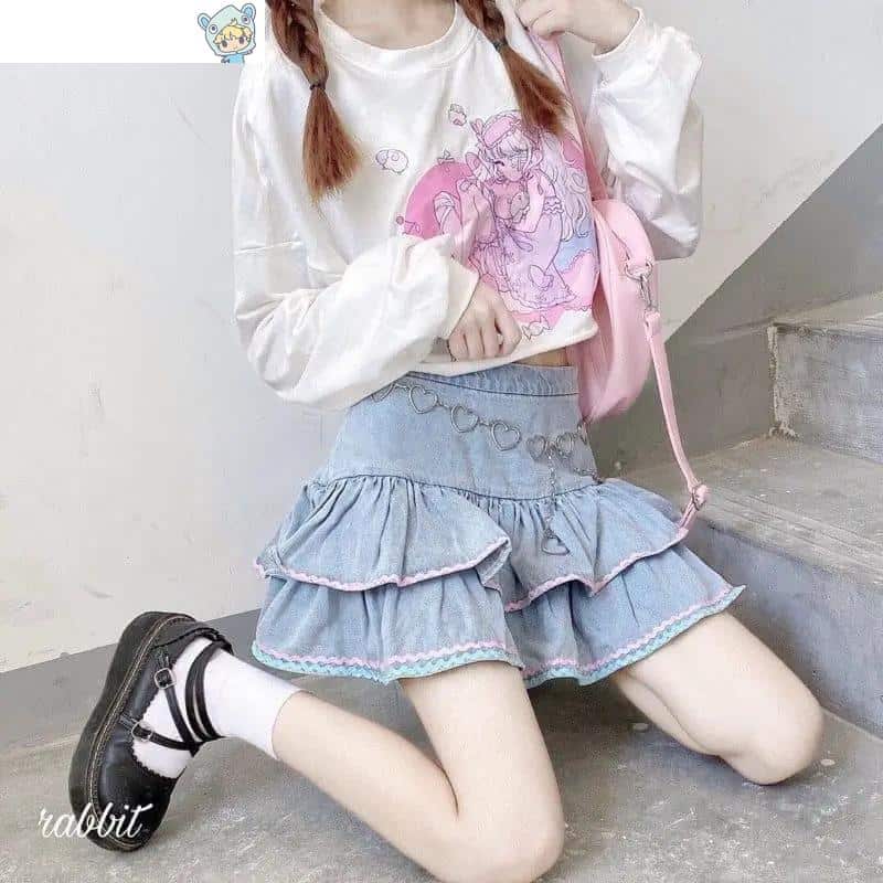 Harajuku Sweet Lolita High Waist Denim Rock 6 126398856