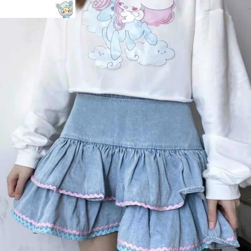 Harajuku Sweet Lolita High Waist Denim Rock 3 1308112040
