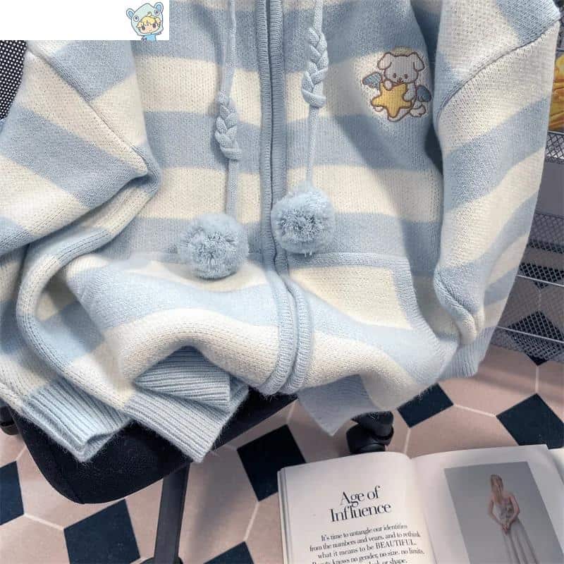 Frühling Herbst Cartoon Gestreift Hoodie Pullover Knitwear Coat. 5 1314408341