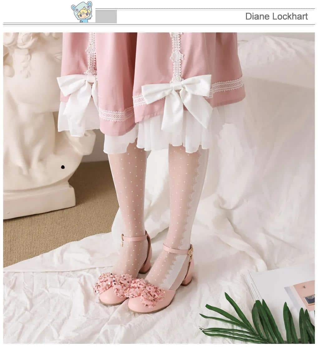 Frühlings Hochzeit High Heels Mary Jane Pumps in Weiß Pink Beige mit Schleife - Princess Cosplay Lolita Shoes 21 1456873034