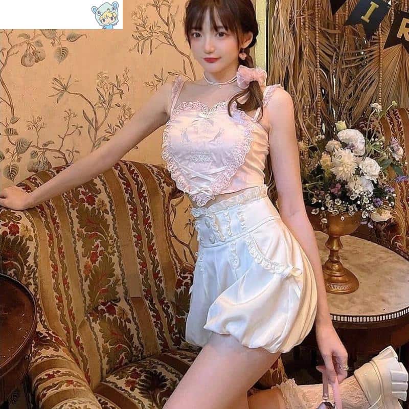 Zuckersüßes Lolita Tank Top mit Stickerei und Herzapplikationen 6 1470488039