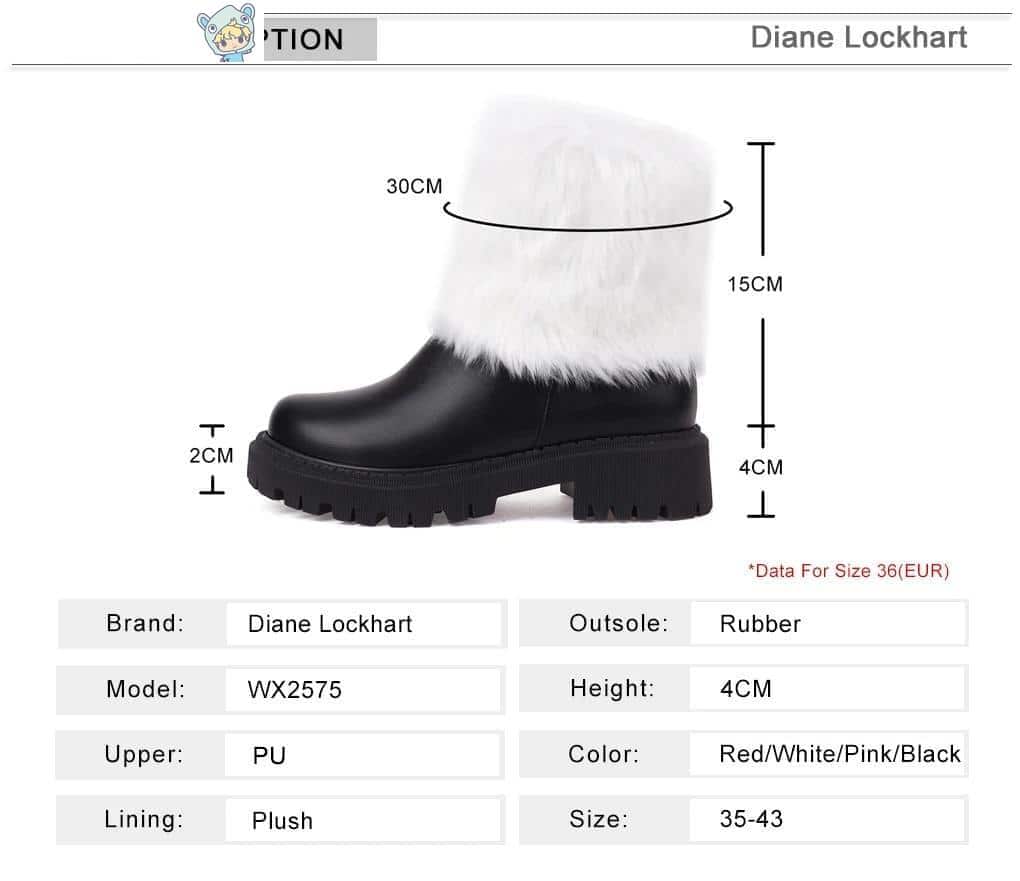 Winter Knöchelstiefel in Pink, Weiß und Schwarz mit Pelz und Plüsch - Größe 35-43 13 1477004337