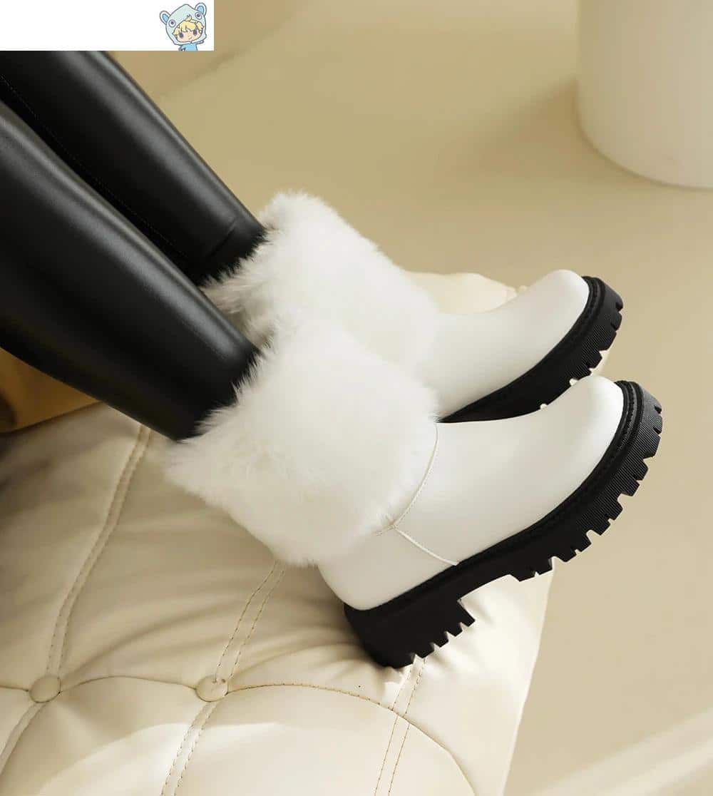 Winter Knöchelstiefel in Pink, Weiß und Schwarz mit Pelz und Plüsch - Größe 35-43 29 1494935350