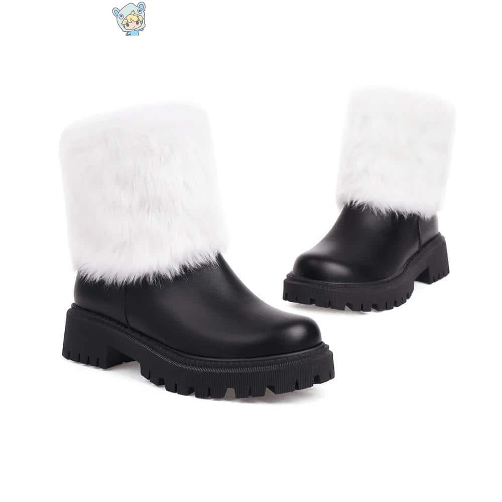Winter Knöchelstiefel in Pink, Weiß und Schwarz mit Pelz und Plüsch - Größe 35-43 17 156226863