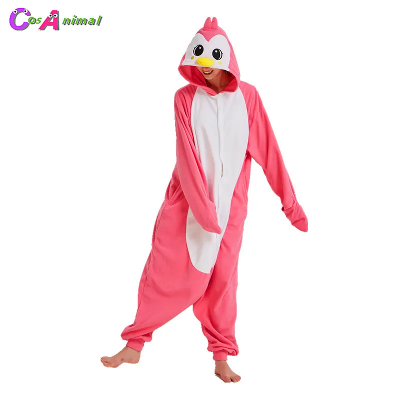 Women Pink Penguin Kigurumi Men Cartoon Animal Onesies Pajama Adult's Halloween Carnival Masquerade Party Jumpsuit 1