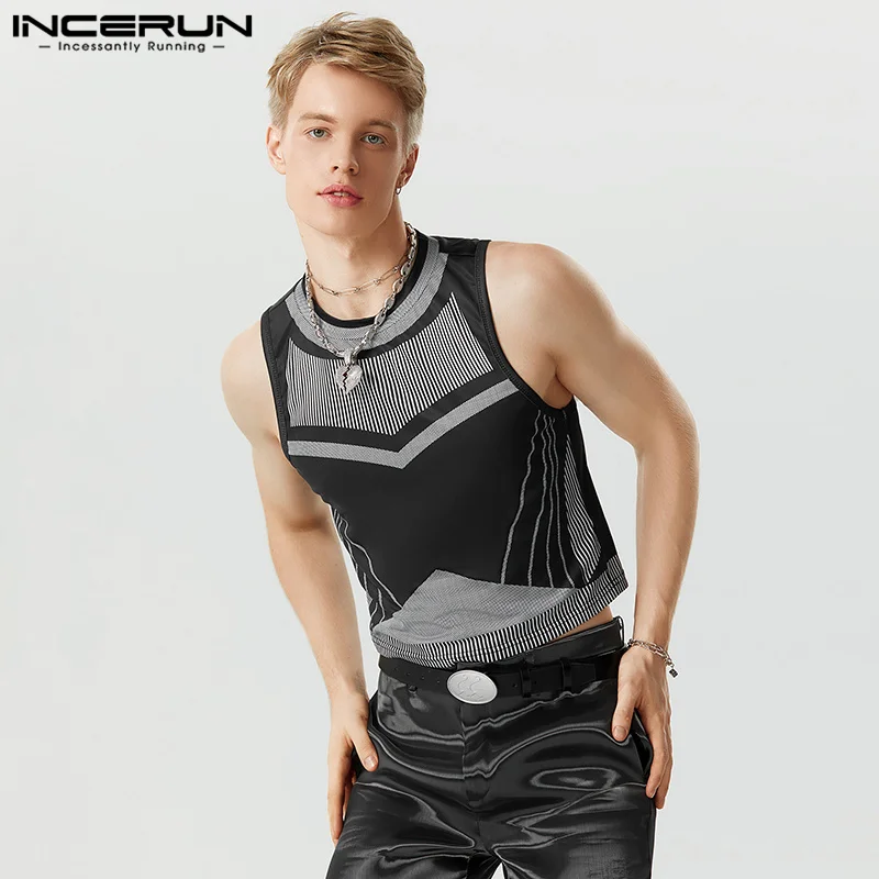 2023 Men Tank Tops Printing Summer O-neck Sleeveless Fitness Breathable Casual Vests Streetwear Fashion Crop Tops S-5XL INCERUN 1