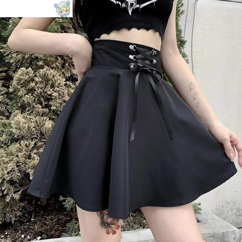 Vielseitiger Flared Mini Skater Rock - Schwarz 2 1617755183