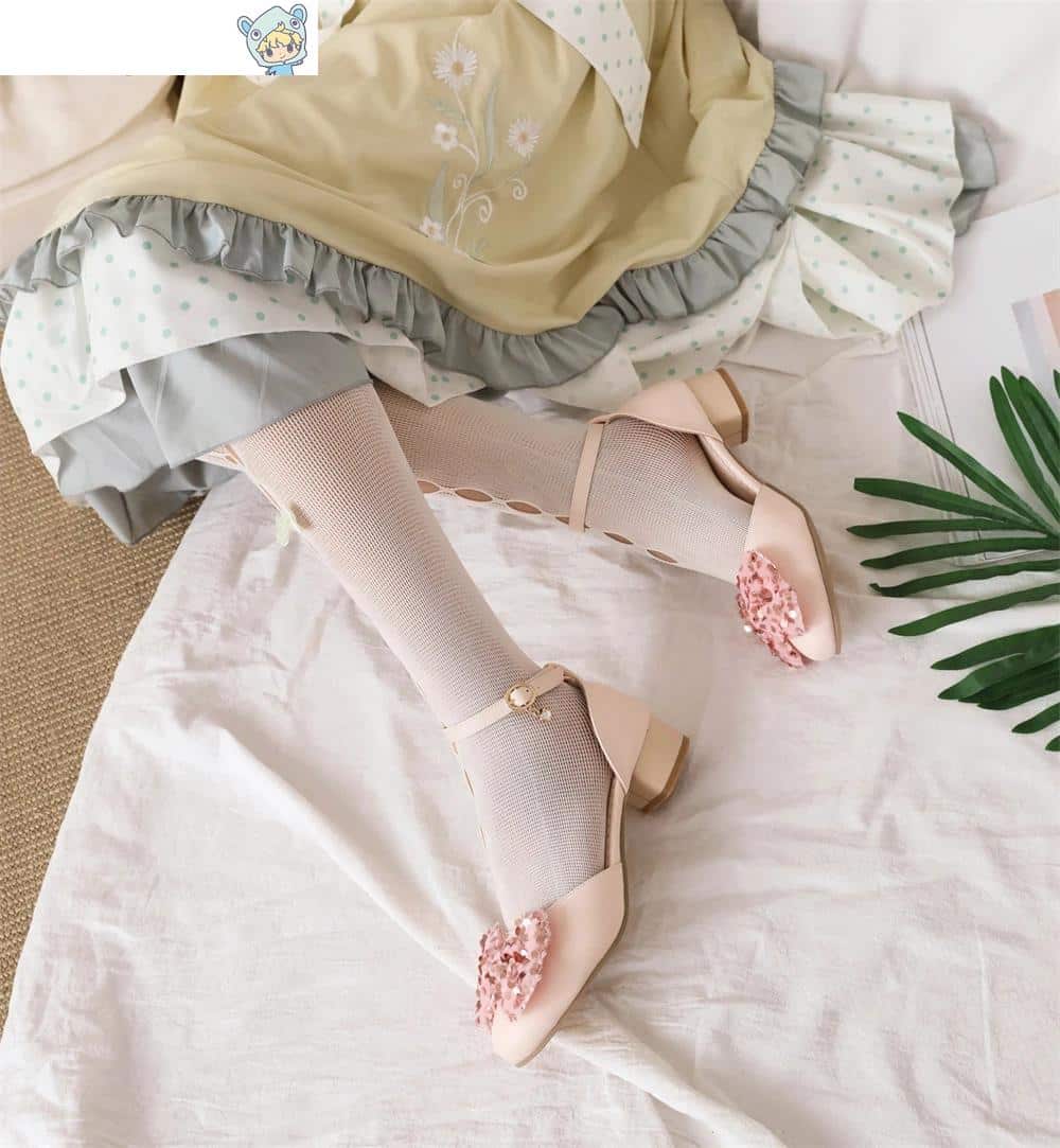 Frühlings Hochzeit High Heels Mary Jane Pumps in Weiß Pink Beige mit Schleife - Princess Cosplay Lolita Shoes 26 1668118225