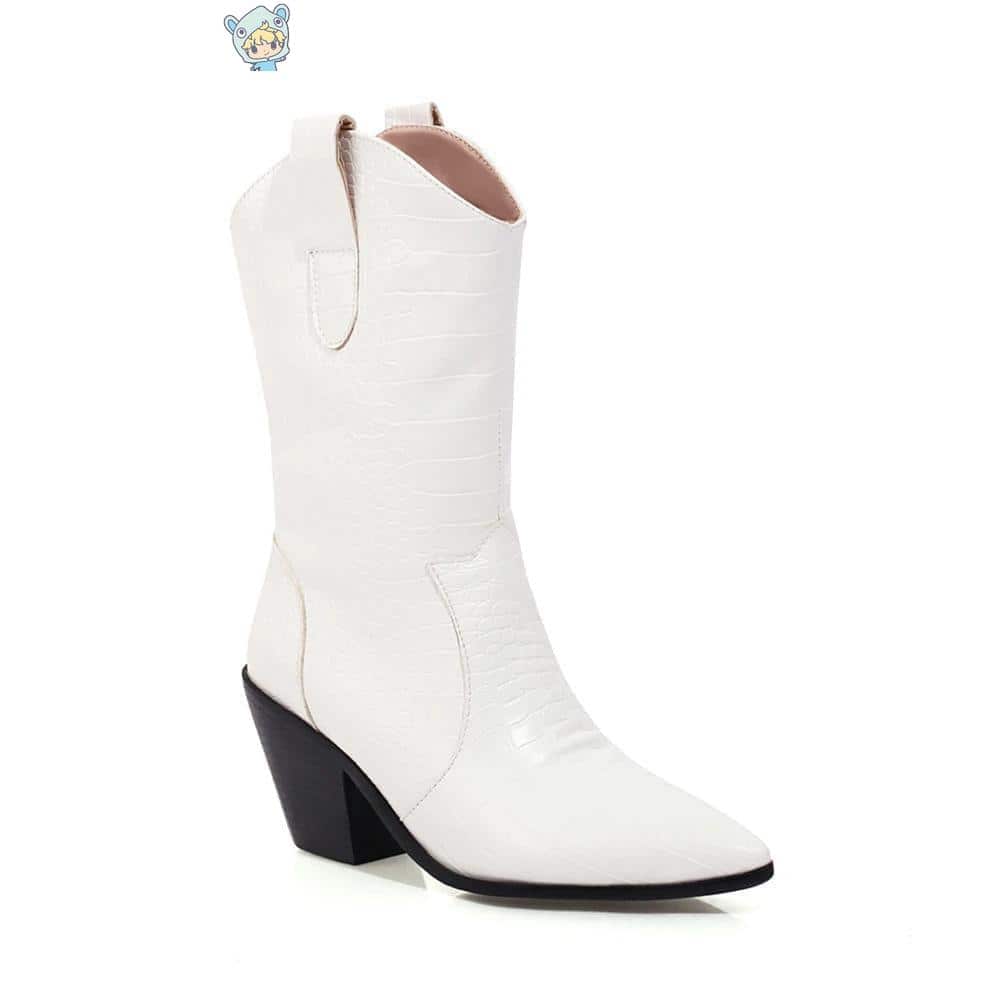 Cowboy Keilabsatz Ankle Boots mit Schlangenmuster in Gelb und Weiß 16 1671396186
