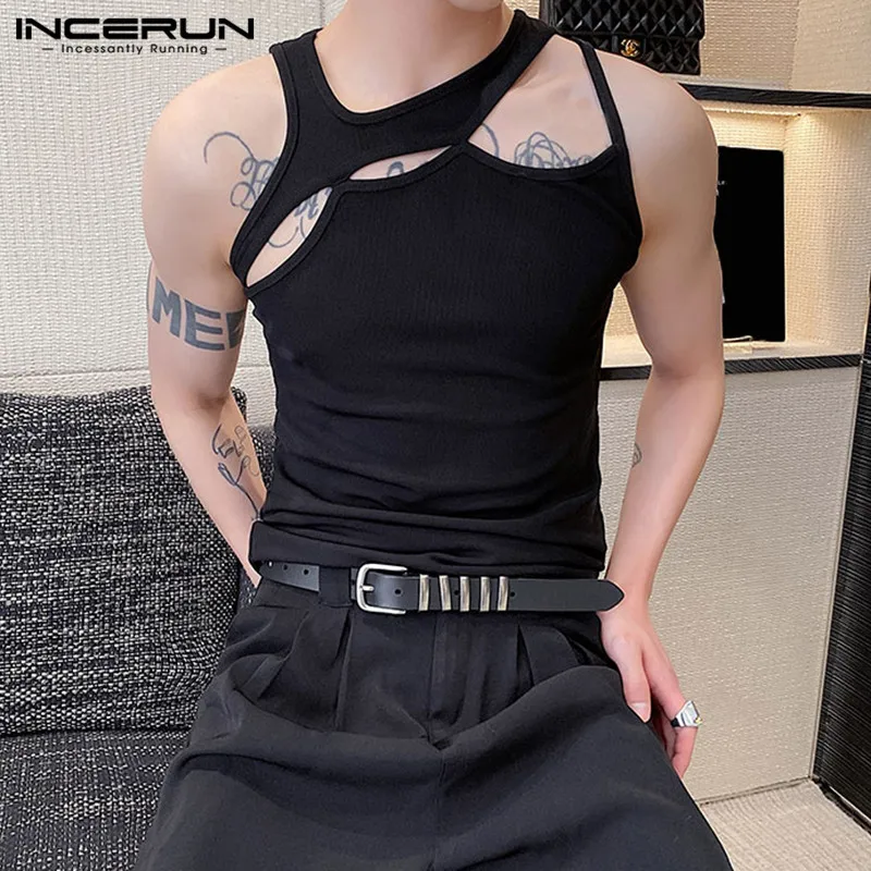 INCERUN 2023 Men Tank Tops Sleeveless Hollow Out Sexy Stylish Solid Vests Skinny Thin Tops Streetwear Summer Men Clothing 5XL 7 1