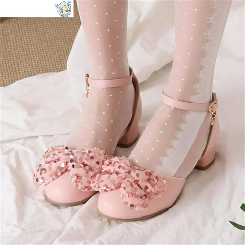 Frühlings Hochzeit High Heels Mary Jane Pumps in Weiß Pink Beige mit Schleife - Princess Cosplay Lolita Shoes 4 1698338052