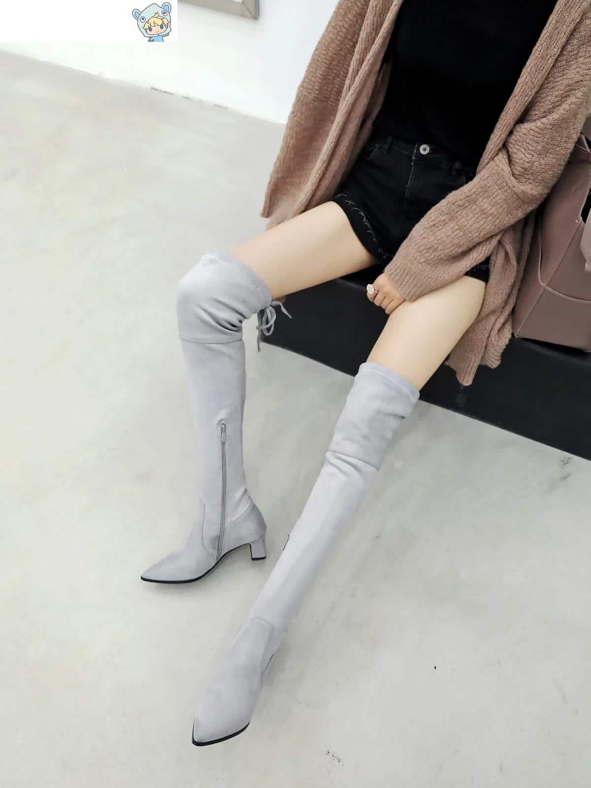 Wildleder Overknee Stiefel mit hohem Absatz 24 1713448835