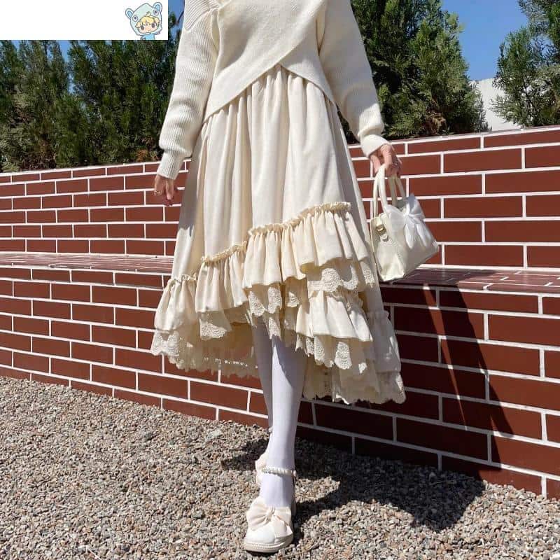 Eleganter Lolita Samtrock mit Spitze und Rüschen 21 1975969390