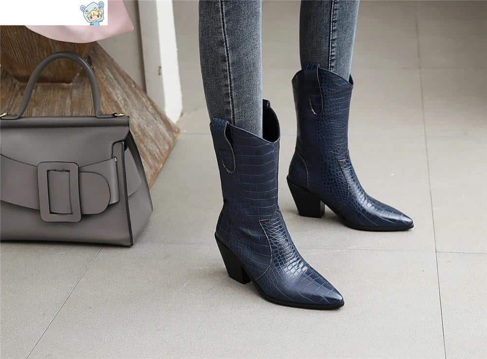 Cowboy Keilabsatz Ankle Boots mit Schlangenmuster in Gelb und Weiß 35 2030318682