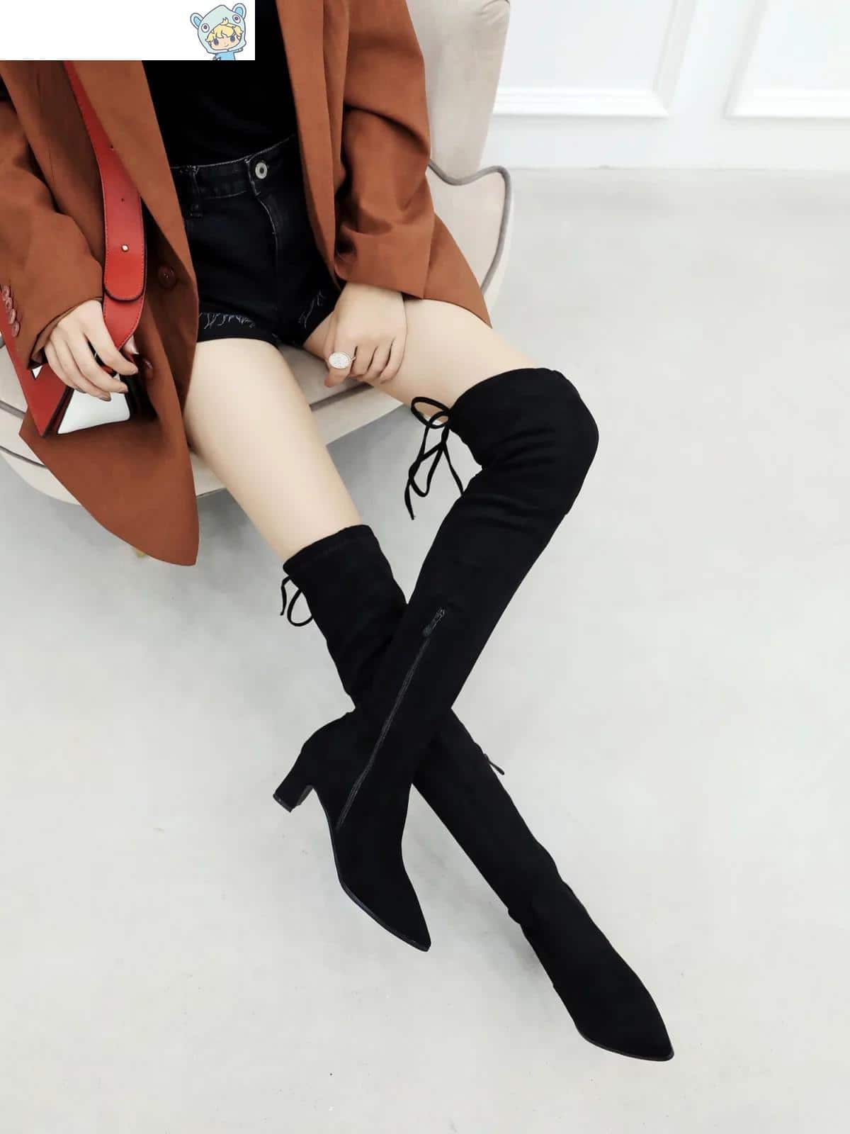 Wildleder Overknee Stiefel mit hohem Absatz 27 2089972351