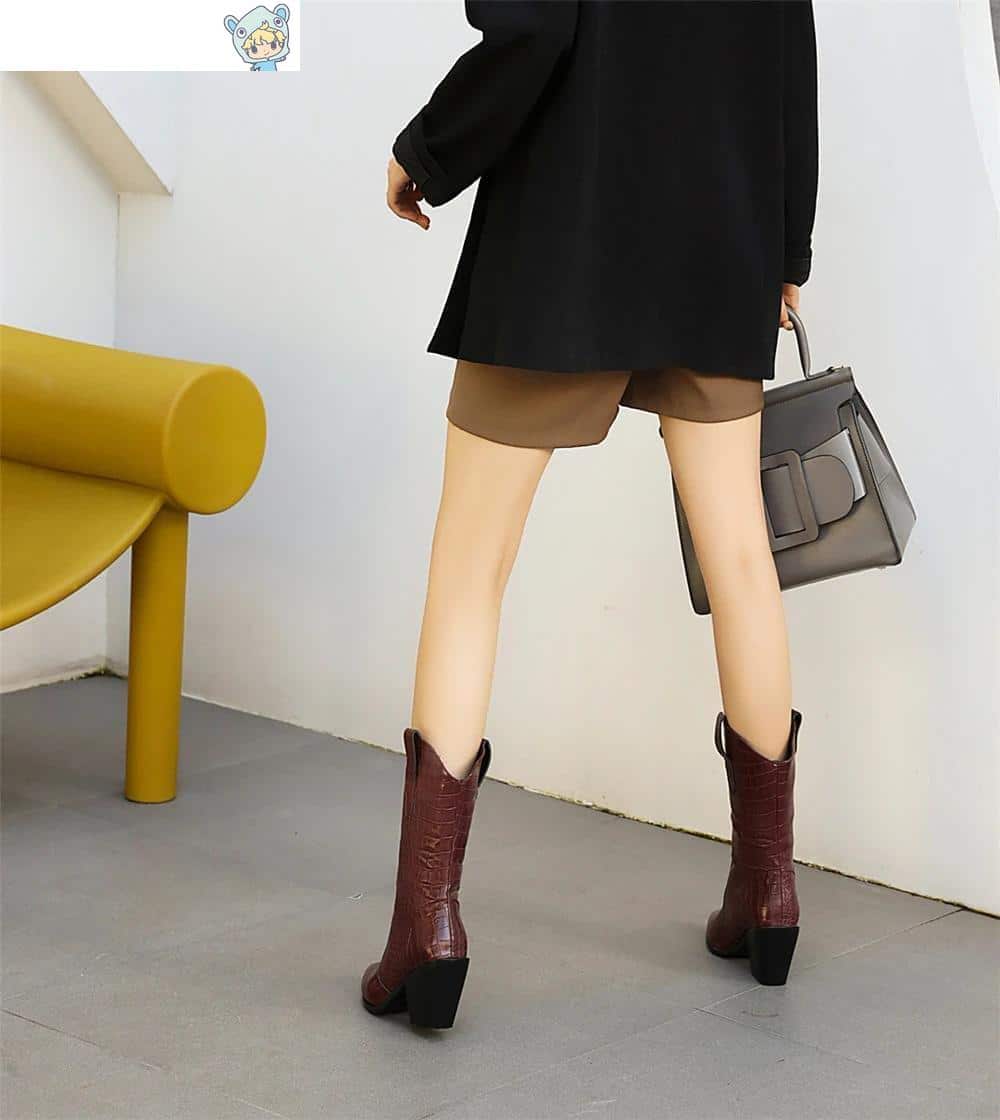 Cowboy Keilabsatz Ankle Boots mit Schlangenmuster in Gelb und Weiß 29 2099945359