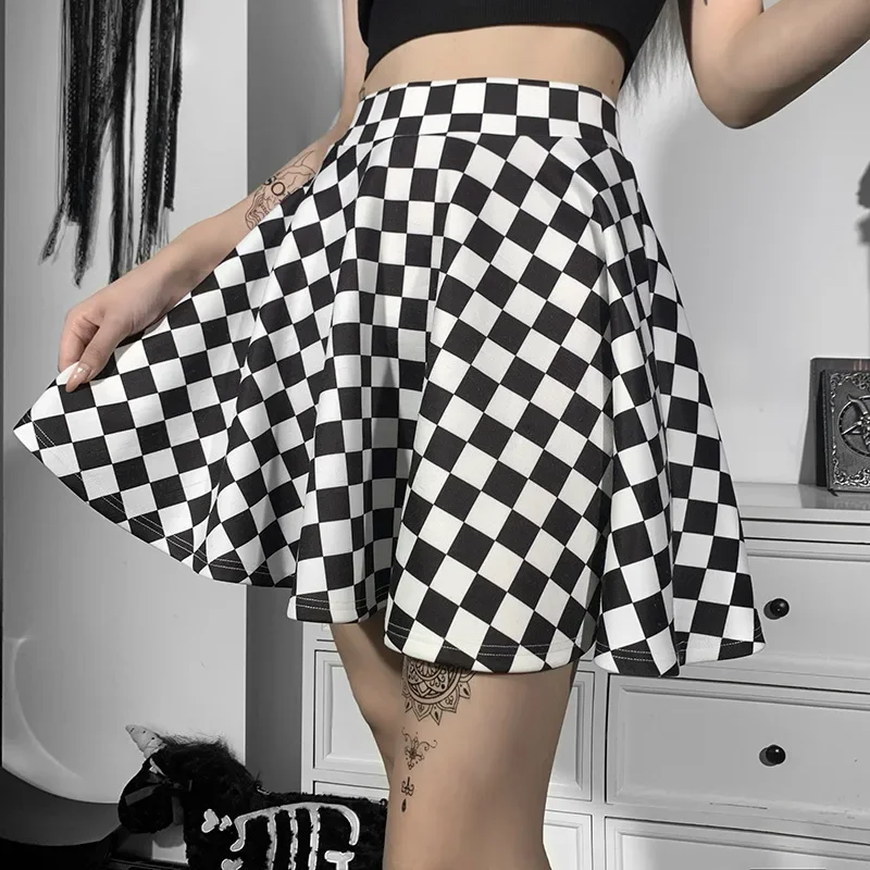 Sexy High Waist Over skirt In Summer Sexy Gothic Y2k Harajuku Dark Girl Contrast Plaid Stitching Skirt 1