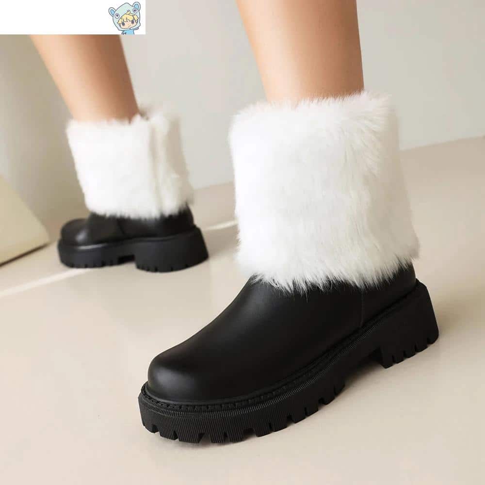 Winter Knöchelstiefel in Pink, Weiß und Schwarz mit Pelz und Plüsch - Größe 35-43 4 2130939902