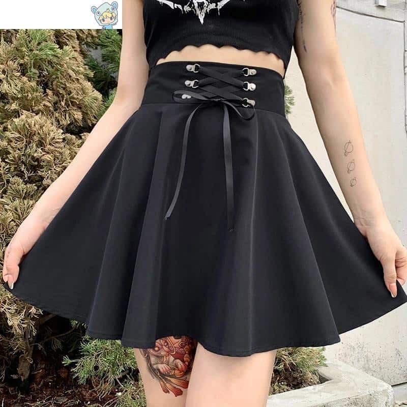 Vielseitiger Flared Mini Skater Rock - Schwarz 19 248767886