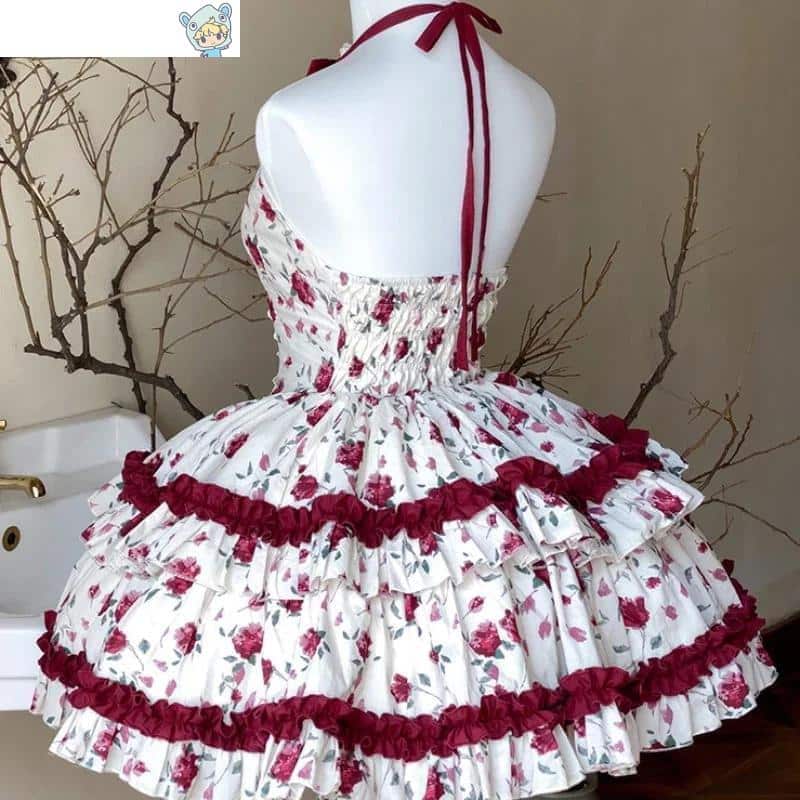 Victorian Vintage Lolita Kleid mit roter Rosenblume 2 342220597