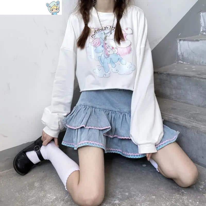 Harajuku Sweet Lolita High Waist Denim Rock 4 35051752