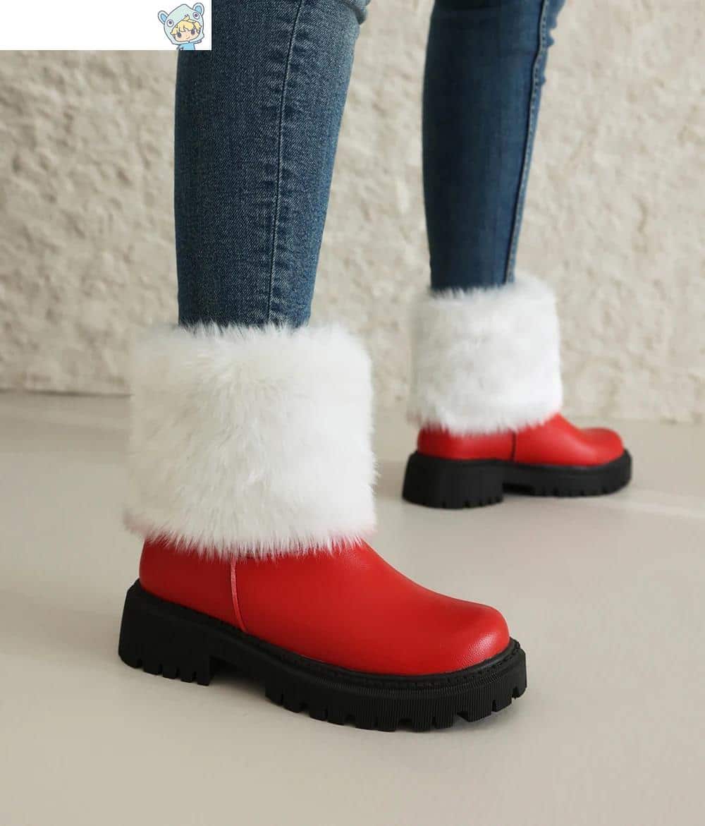 Winter Knöchelstiefel in Pink, Weiß und Schwarz mit Pelz und Plüsch - Größe 35-43 35 500125537