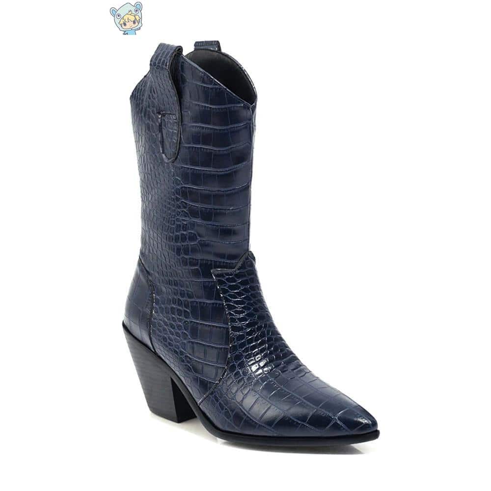 Cowboy Keilabsatz Ankle Boots mit Schlangenmuster in Gelb und Weiß 17 514235685