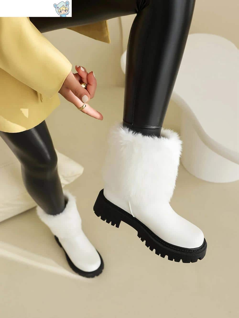 Winter Knöchelstiefel in Pink, Weiß und Schwarz mit Pelz und Plüsch - Größe 35-43 27 541959500