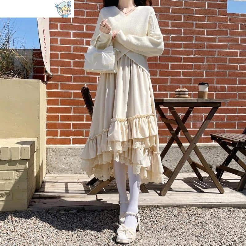 Eleganter Lolita Samtrock mit Spitze und Rüschen 17 584156494