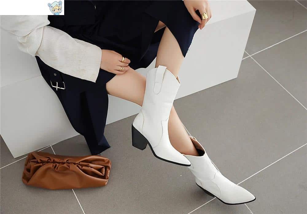 Cowboy Keilabsatz Ankle Boots mit Schlangenmuster in Gelb und Weiß 31 621371940