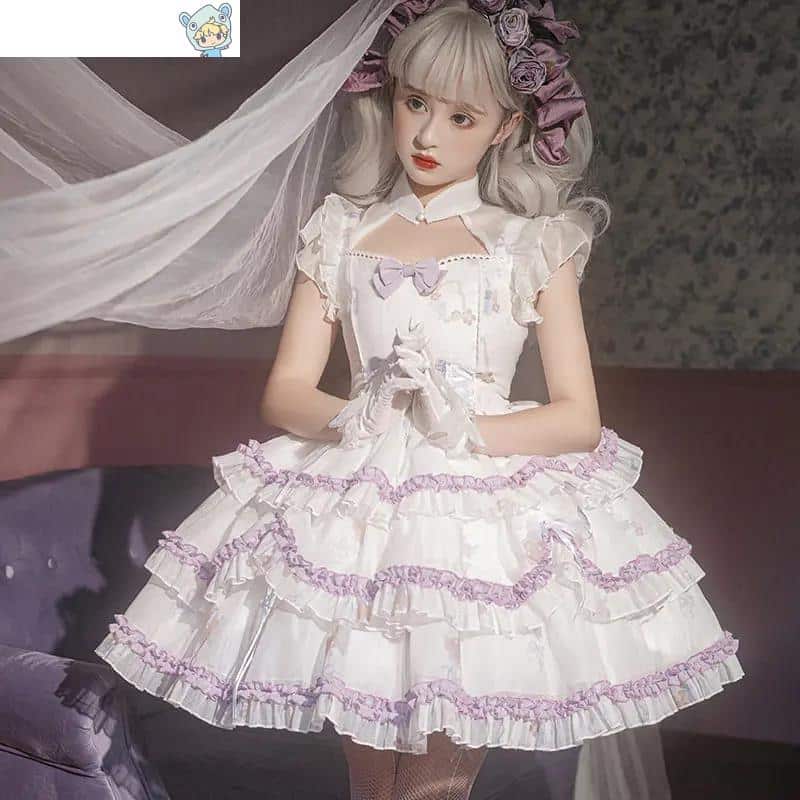 Vintage Gothic Lolita Kleid mit Schleifenmuster 3 634711968