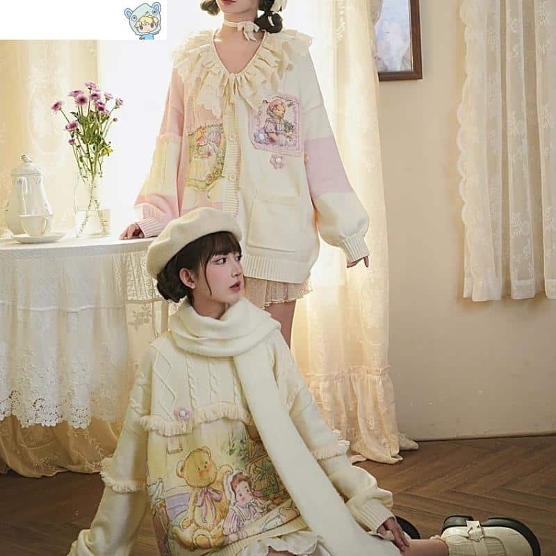 Süße Strickpullover mit Cartoon-Print 5 657040504