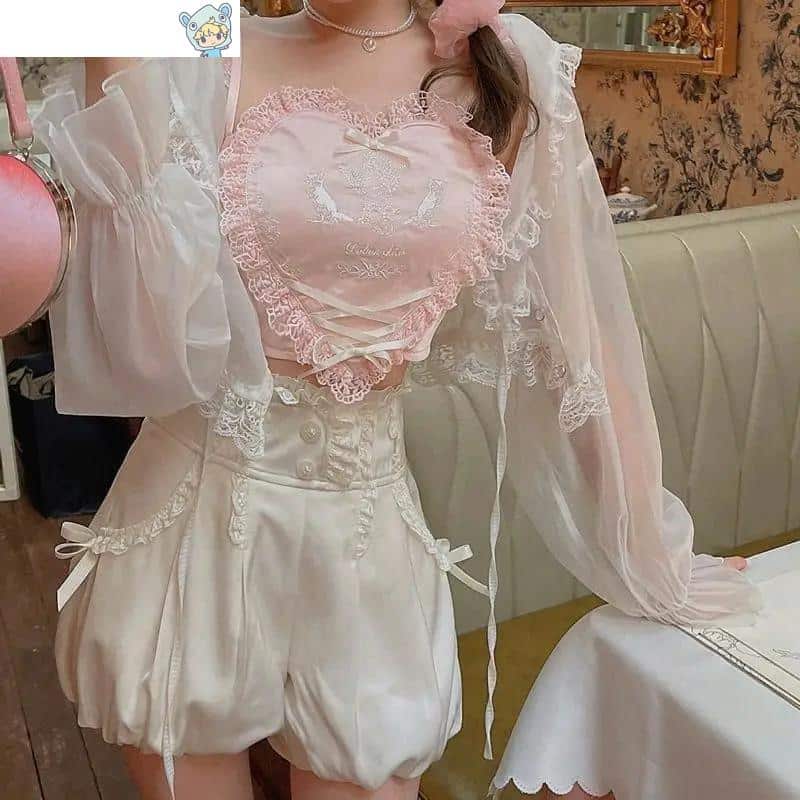 Zuckersüßes Lolita Tank Top mit Stickerei und Herzapplikationen 4 658615412