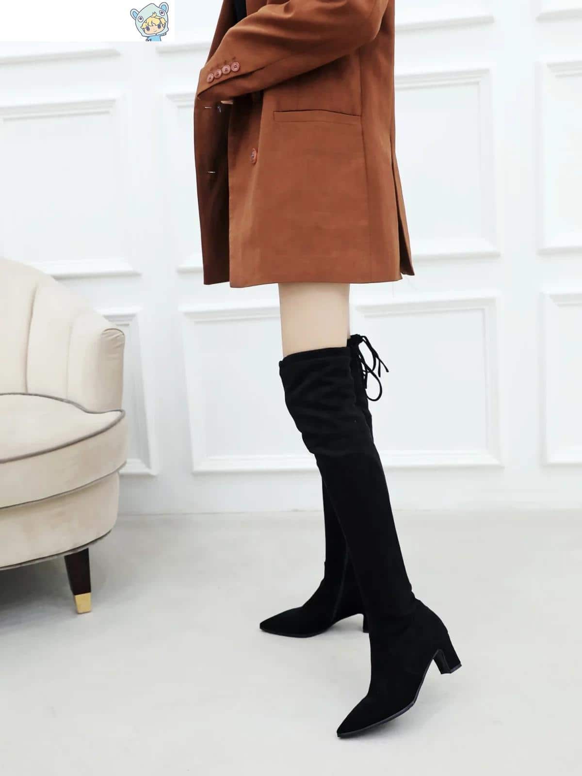 Wildleder Overknee Stiefel mit hohem Absatz 30 683928436