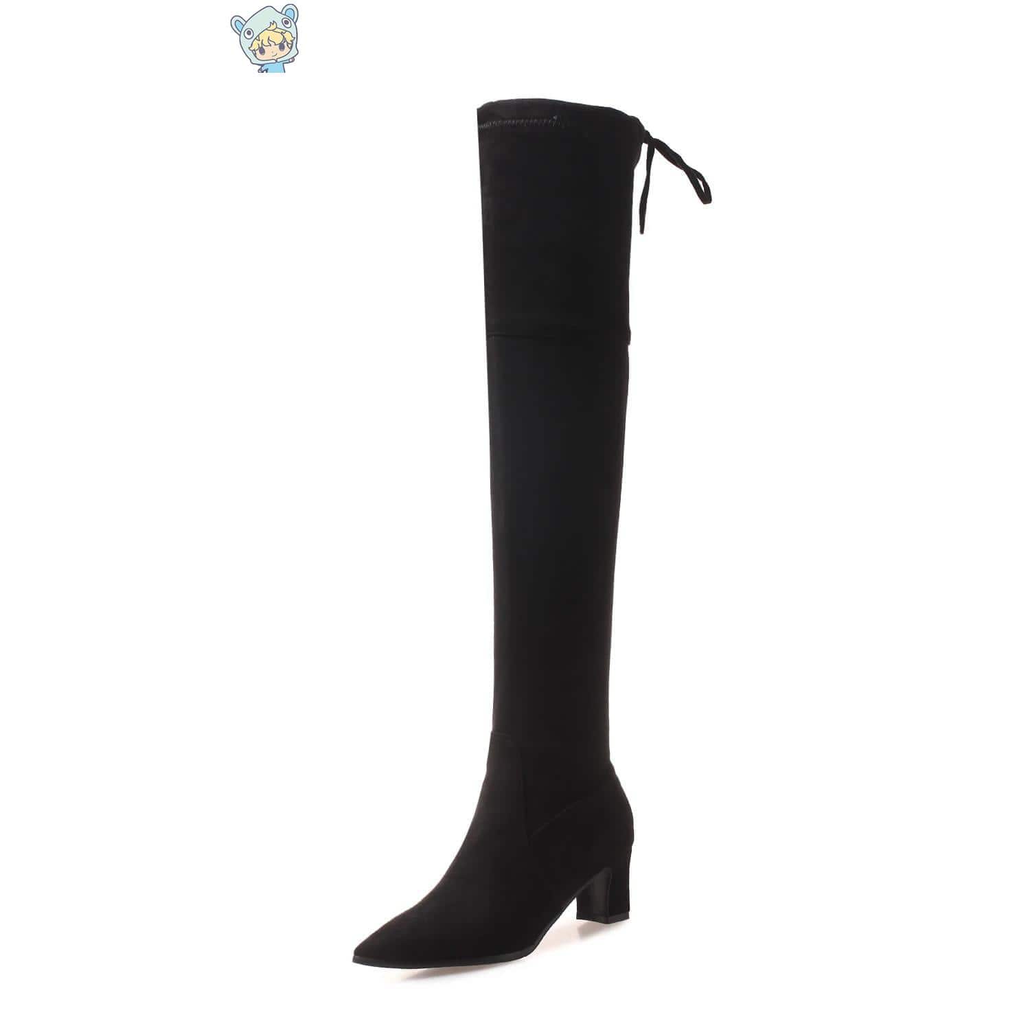 Wildleder Overknee Stiefel mit hohem Absatz 15 696106766