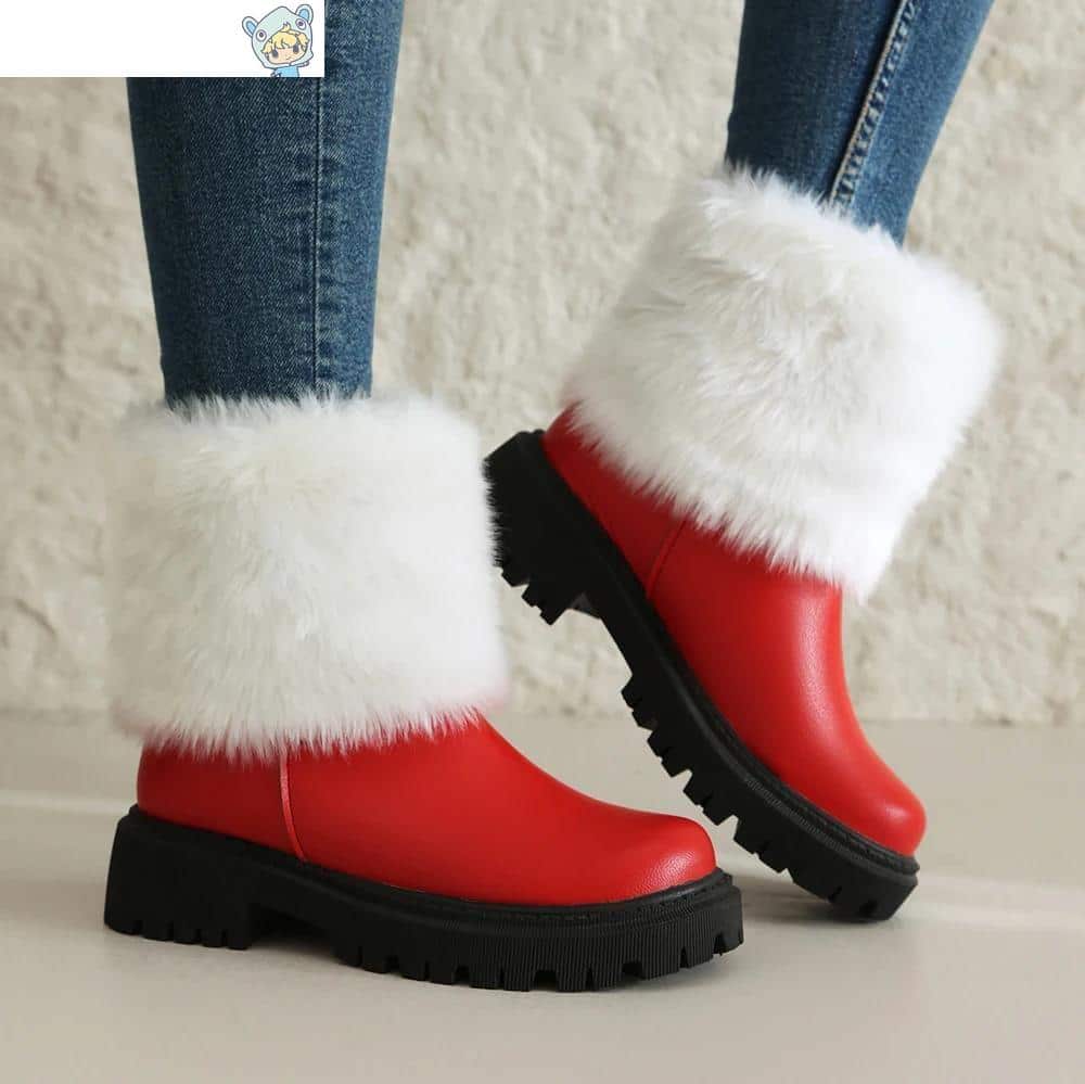 Winter Knöchelstiefel in Pink, Weiß und Schwarz mit Pelz und Plüsch - Größe 35-43 3 842945216