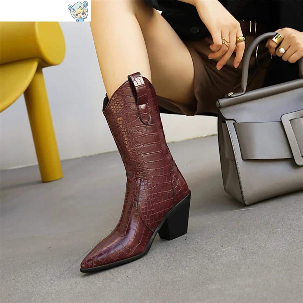 Cowboy Keilabsatz Ankle Boots mit Schlangenmuster in Gelb und Weiß 30 895469034
