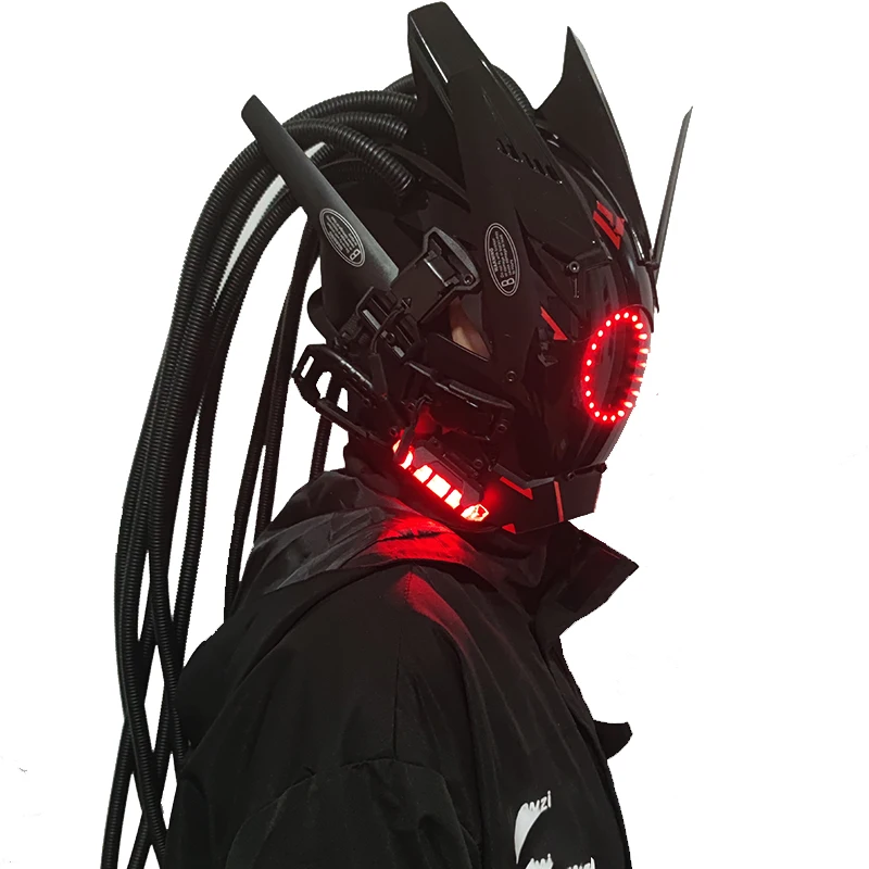 Pipe dreadlocks Cyberpunk Mask Cosplay Shinobi Mask Special Forces Samurai Masks Triangle Project El With Led Light 1