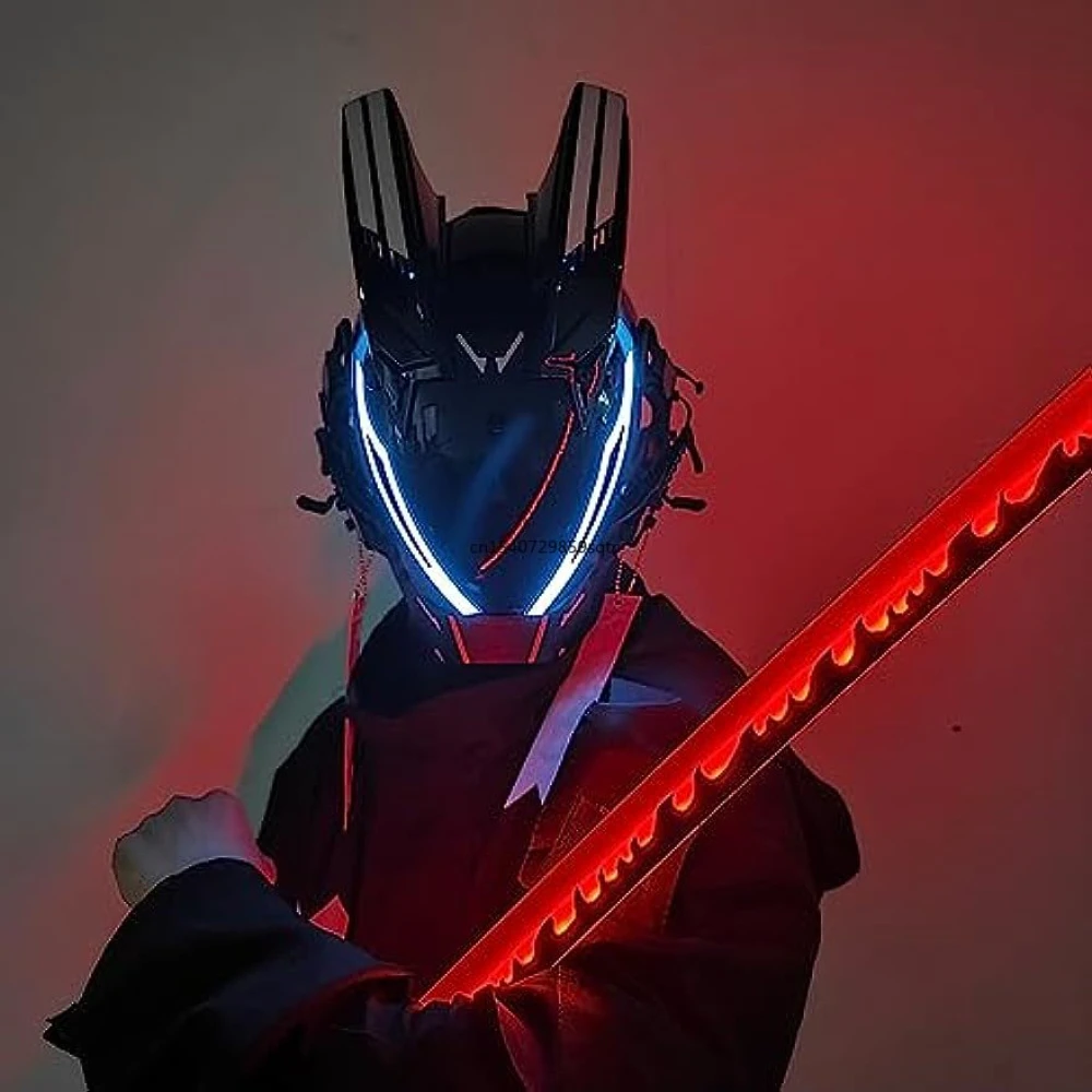 JAUPTO Punk Mask for Men, LED Mask for Women,Futuristic Punk Techwear, Cosplay Halloween Fit Party Music Festival Accessories 1