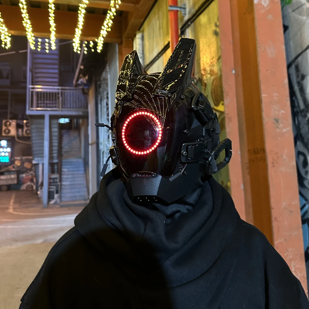 Cyberpunk Mask Cosplay Toys Night City Series LED Light SCI-FI Helmet Mechanical Science Fiction Halloween Party Gift for Adult 1
