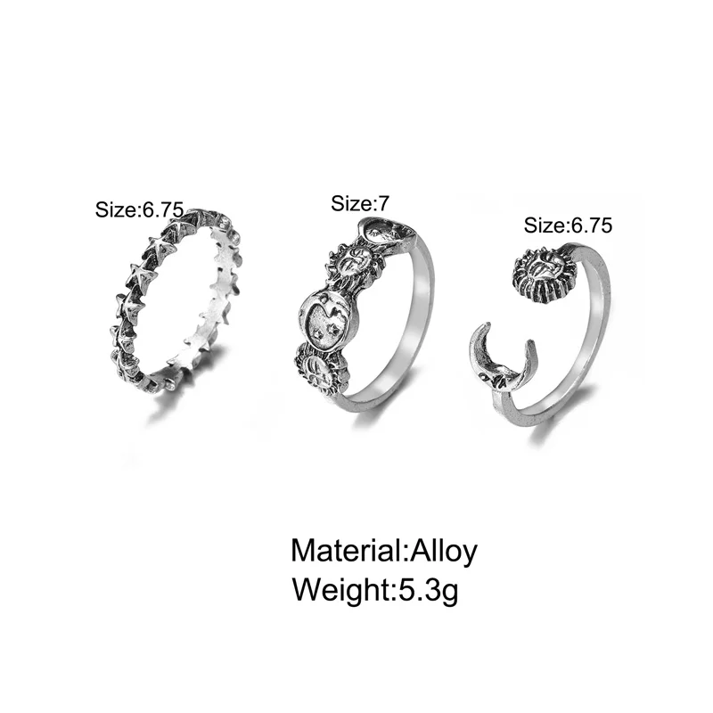 Punk Gothic Herz Ring Set Schwarz Würfel Spaten Ass Silber Retro Strass Charme Finger Schmuck 42 1537773046
