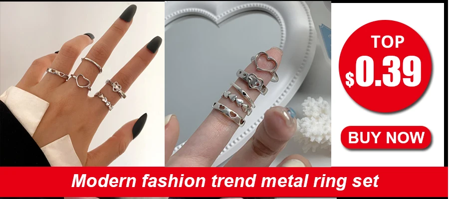 Punk Gothic Herz Ring Set Schwarz Würfel Spaten Ass Silber Retro Strass Charme Finger Schmuck 53 3255891836