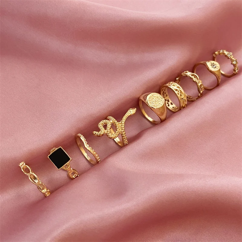 Punk Gothic Herz Ring Set Schwarz Würfel Spaten Ass Silber Retro Strass Charme Finger Schmuck 45 4094950415