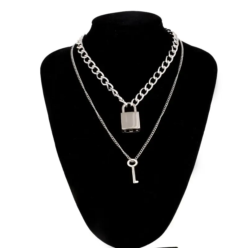 Kettenhalsband mit Vorhängeschlossanhängern Punk Schmuck Grunge Egirl Eboy Accessoires 22 490783136